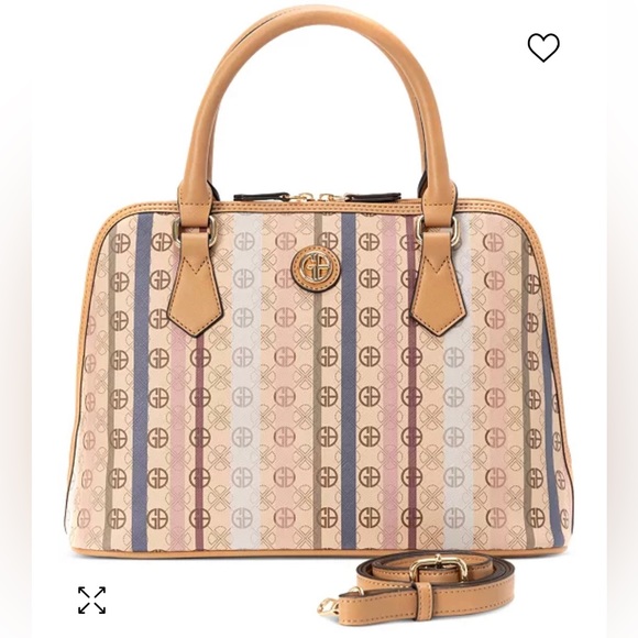 GIANI BERNINI Signature Stripe Dome Faux Leather Satchel - Picture 1 of 8